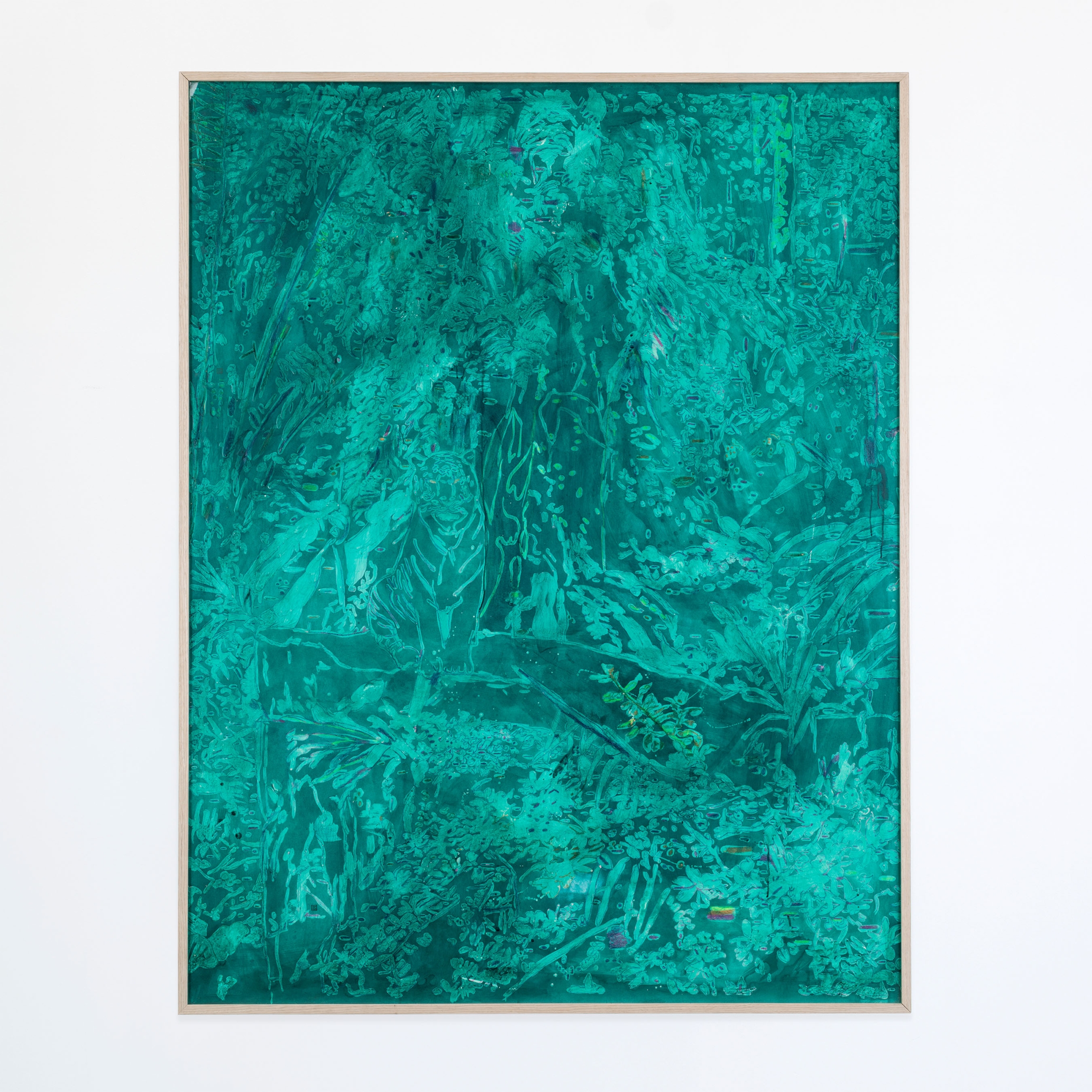 Ania Soliman, Terraform 2 (grain-tease, activist-spoke), 2022, Colored pencil, encaustic, acrylic ink on paper, 183.5 x 143 x 4.3 cm