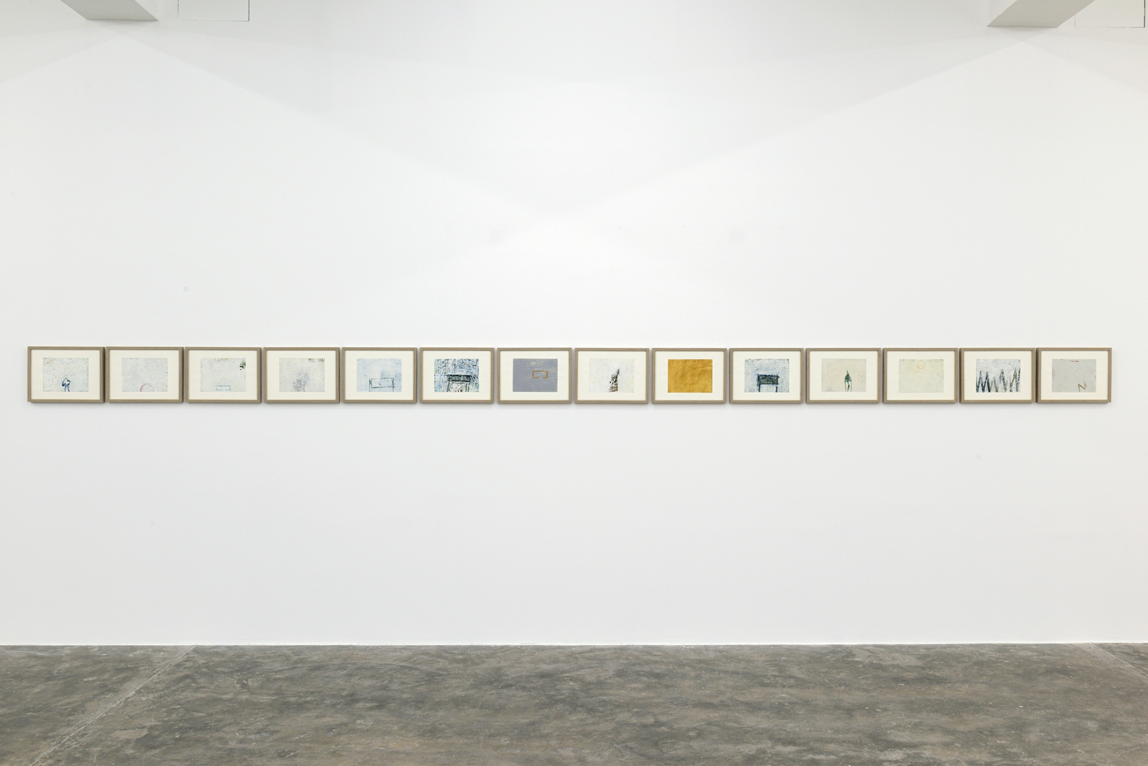 Farid Haddad, Untitled series 1-14, 1971, Mixed media on paper, 28 x 38 cm each, Exhibition view, 2023