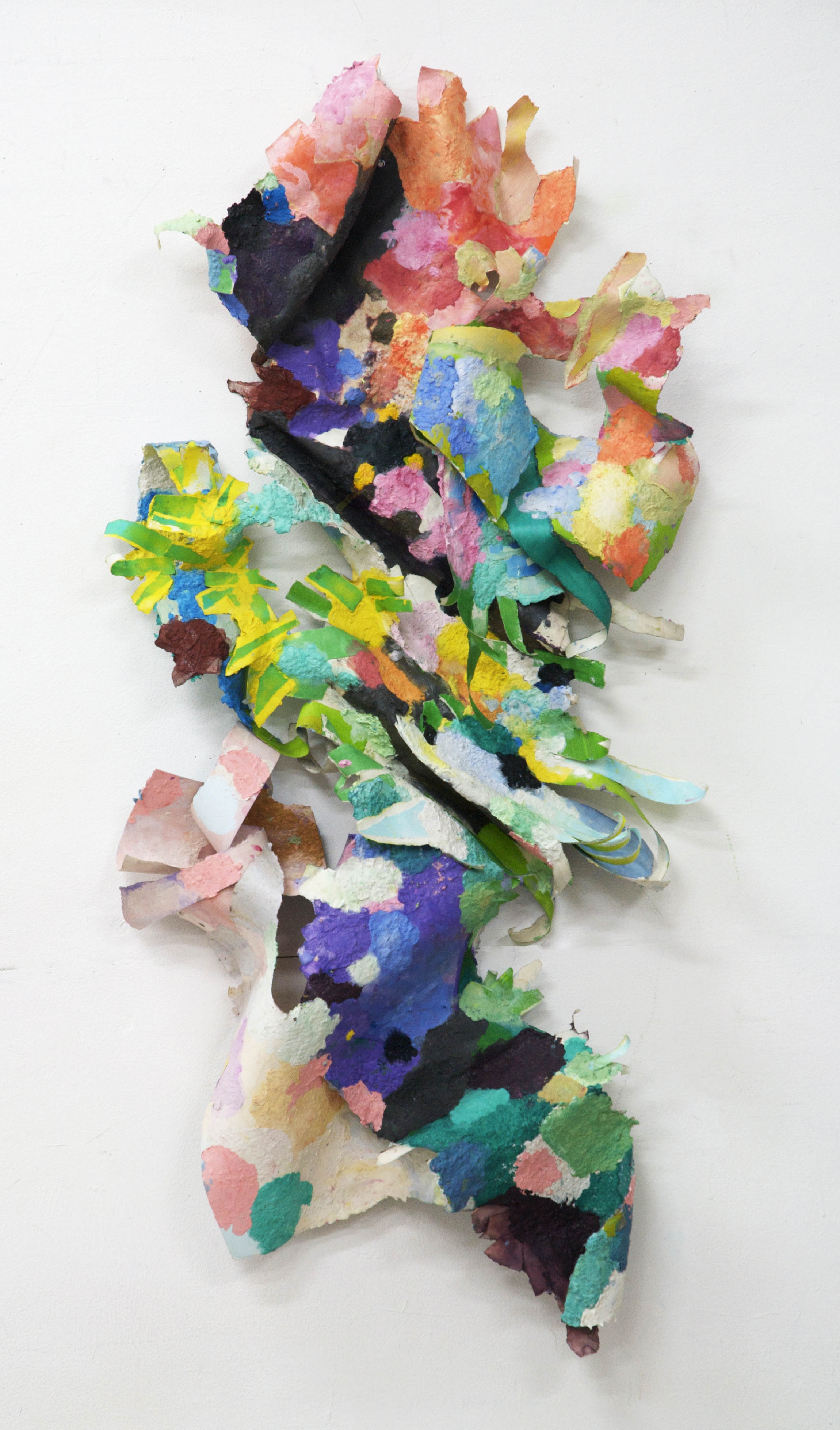 Samia Halaby, Landscape, 2010, acrylic on papier-mâché, bas-relief, 104 x 51 x 13 cm