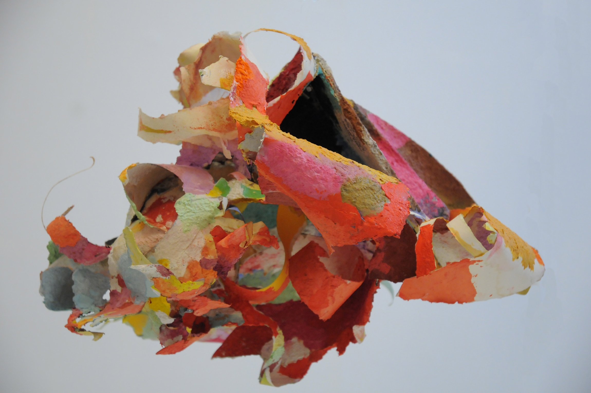 Samia Halaby, In Memory of Sheila Marbain, 2010, Papier-mâché, rice paste and acrylic, 61 x 71 x 45 cm