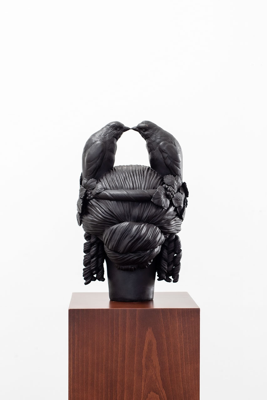 Wael Shawky, Birds head, 2023, Bronze sculpture, 47 × 29 × 28 cm
