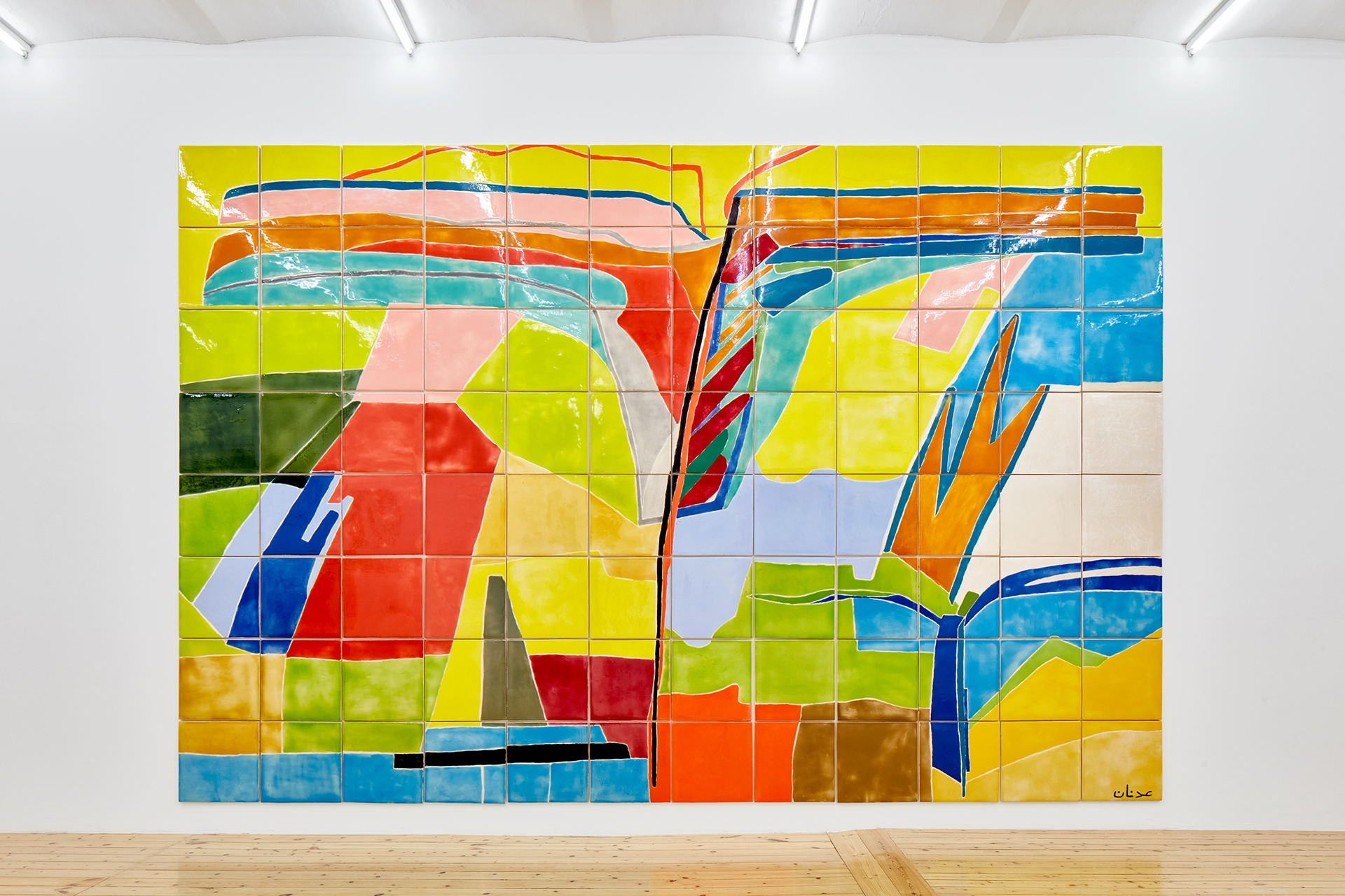 Untitled, 2020/2024, Ceramic mural 96 hand made ceramic tiles  Based on draft number D99 of the catalogue raisonné, 96 tiles; each 40 x 40 cm;  total: 320 x 480 cm x 2 cm