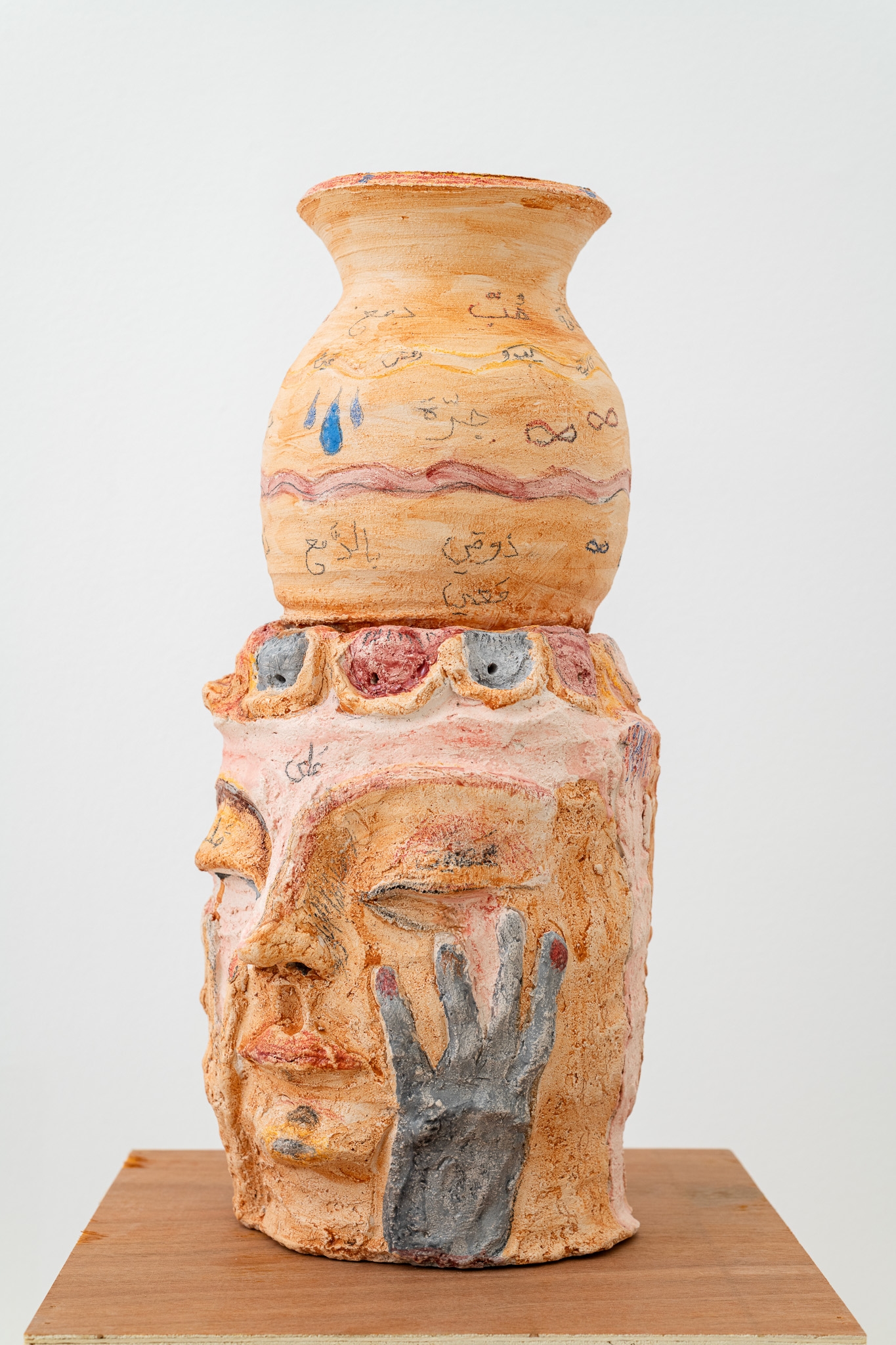 Crying Ritual 2, 2025, Glazed ceramic, Sculpture: 44.5 x 16.5 x 15.5 cm, Base: 113.5 x 32 x 32 cm