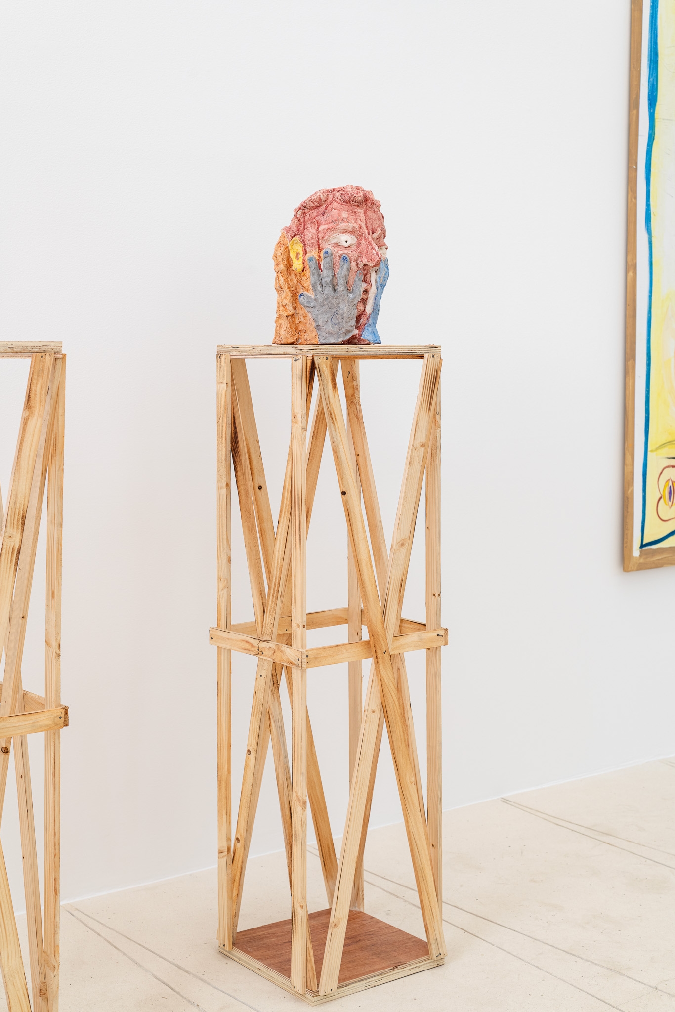 Crying Ritual 1, 2025, Glazed ceramic, Sculpture: 30 x 20 x 22 cm, Base: 113.5 x 32 x 32 cm