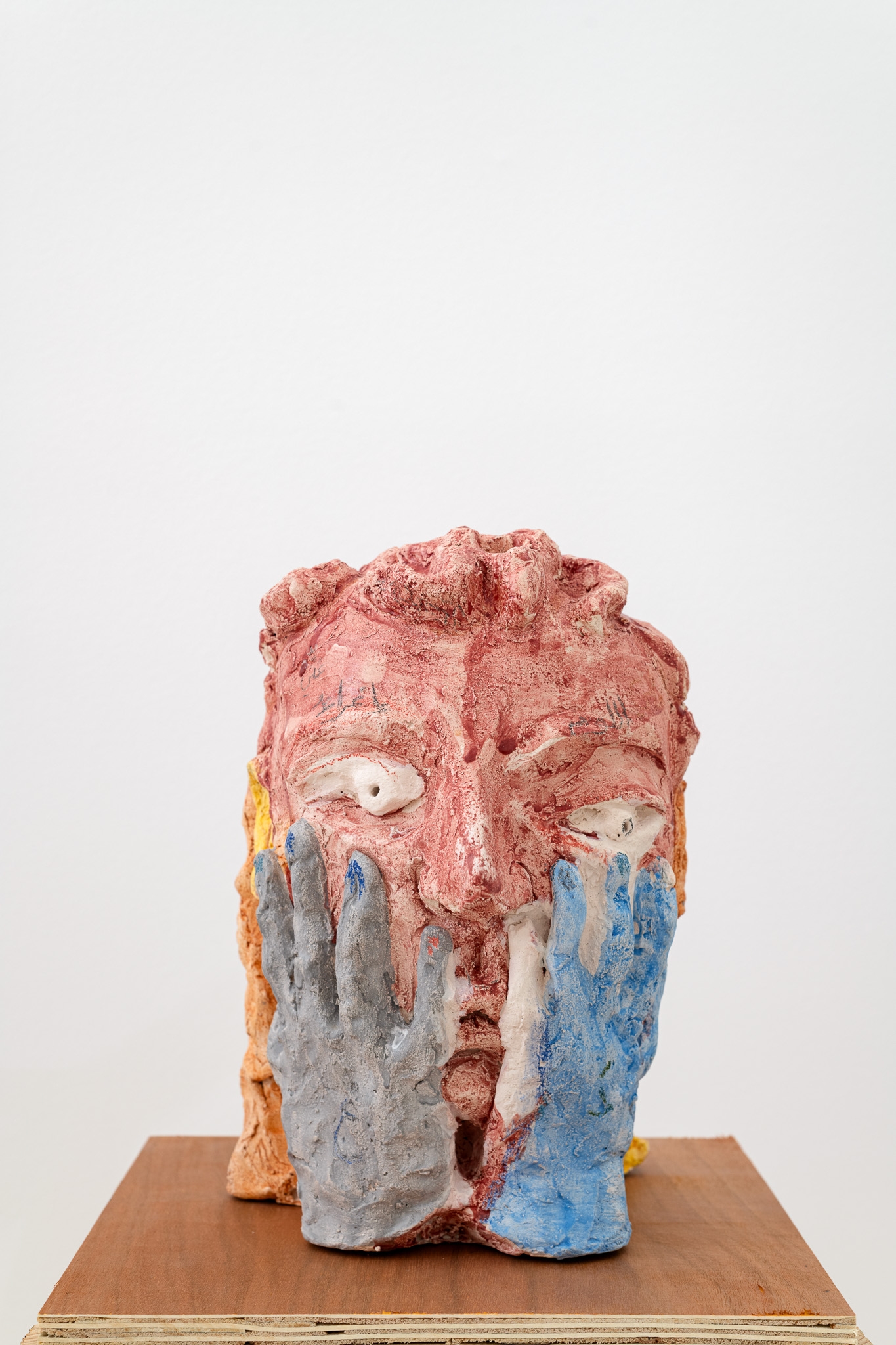 Crying Ritual 1, 2025, Glazed ceramic, Sculpture: 30 x 20 x 22 cm, Base: 113.5 x 32 x 32 cm