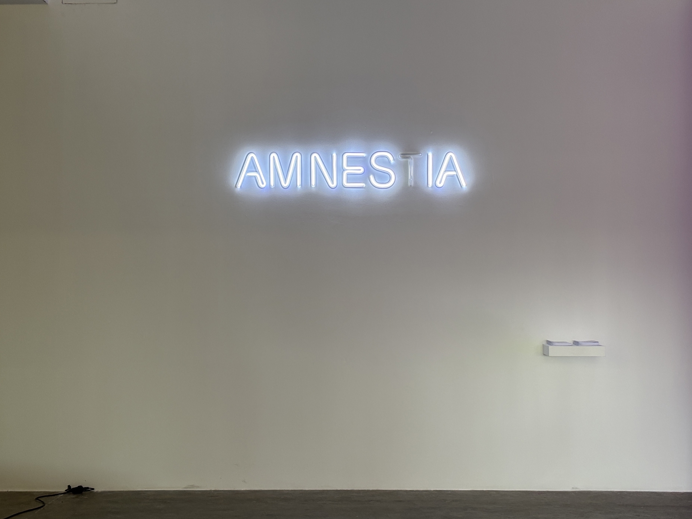 Rayyane Tabet, AMNTES(T)IA, 2025, LED neon, 25 × 165 cm, 7 + 2 AP
