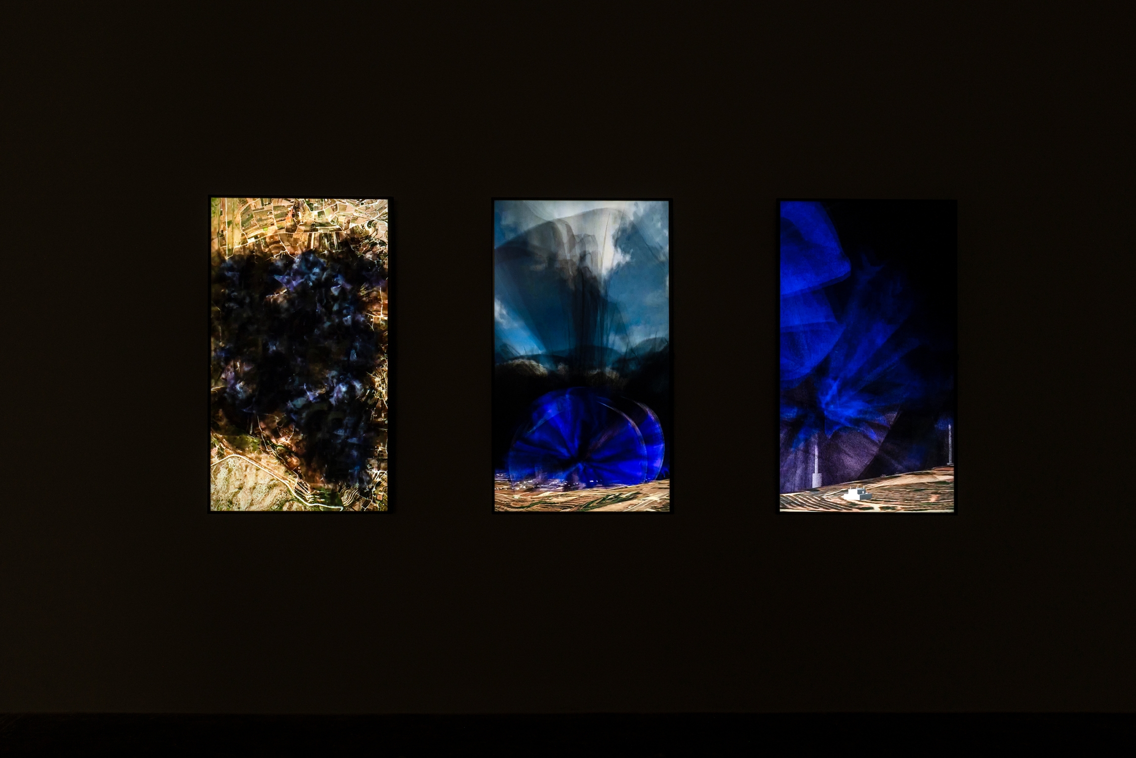 Tilting at Windmills I, II, III, 2024, CGI animation, color, 6 seconds each, loop