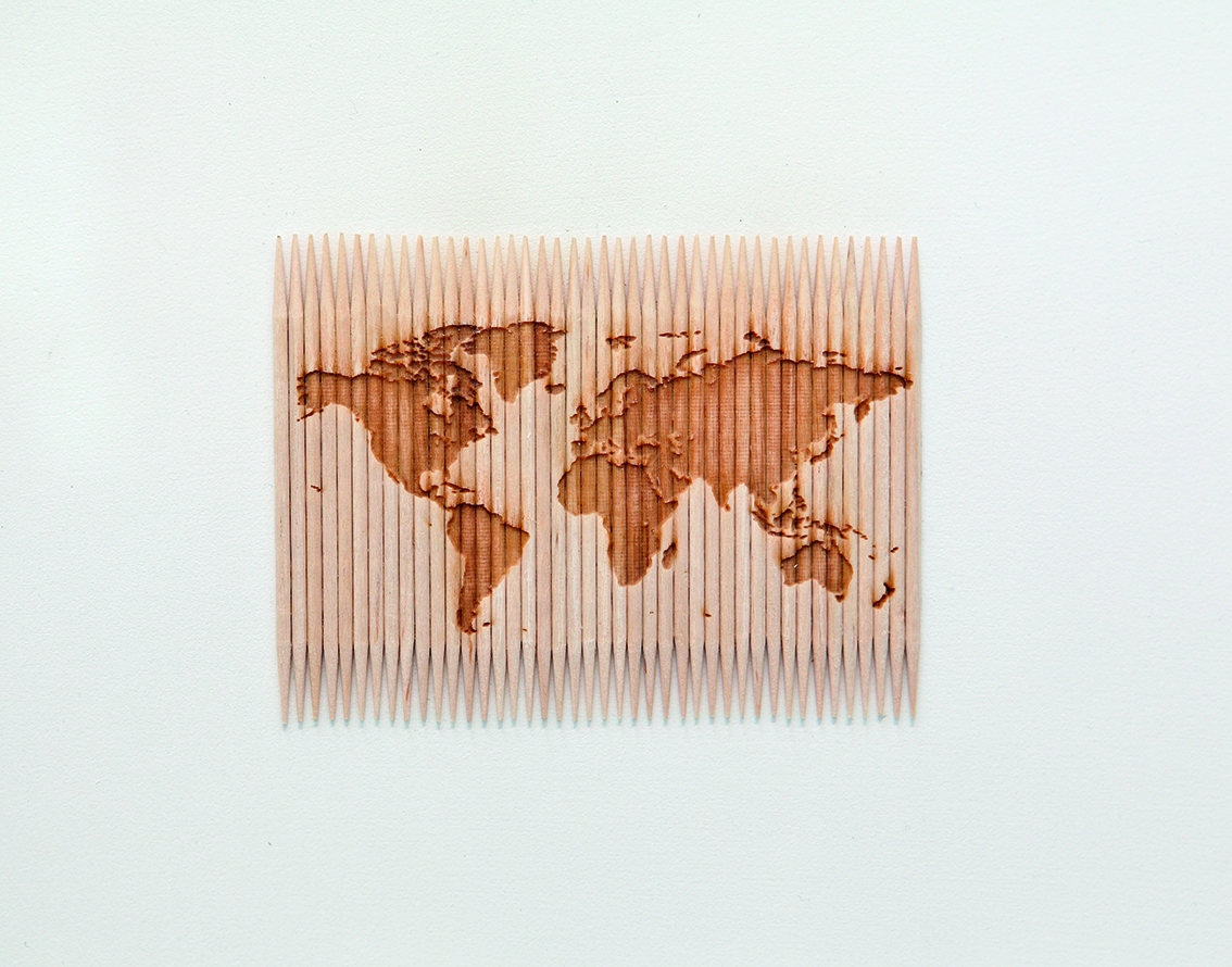 Untitled, 2012, Laser carving, toothpicks, 6,5 x 9 cm, 19 x 22 cm framed
