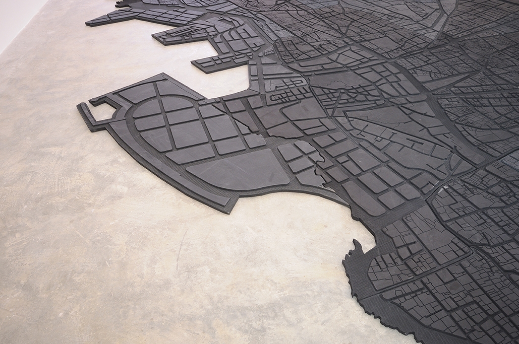Beirut Caoutchouc, 2004-2008, rubber mild out, 825 x 675 x 3 cm, Ed. 5 + 1 AP, Detail