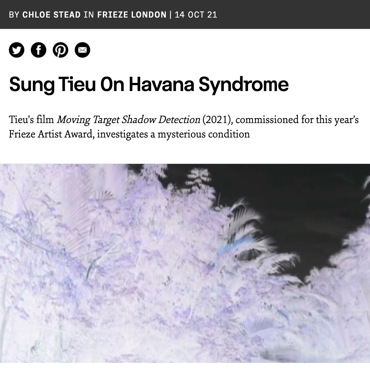 Sung Tieu On Havana Syndrome | By Chloe Stead in FRIEZE London, October 14th, 2021