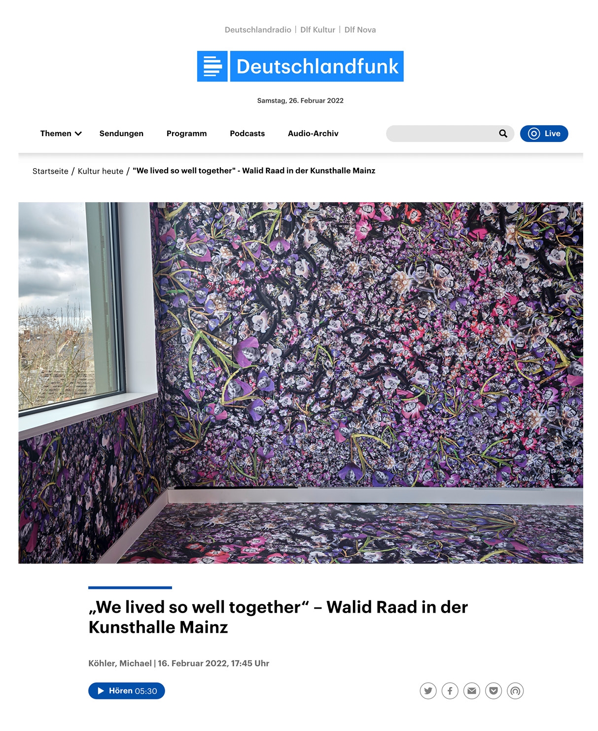 Walid Raad: "We lived so well together" at Kunsthalle Mainz | Deutschlandfunk, Michael Köhler, February 16th, 2022
