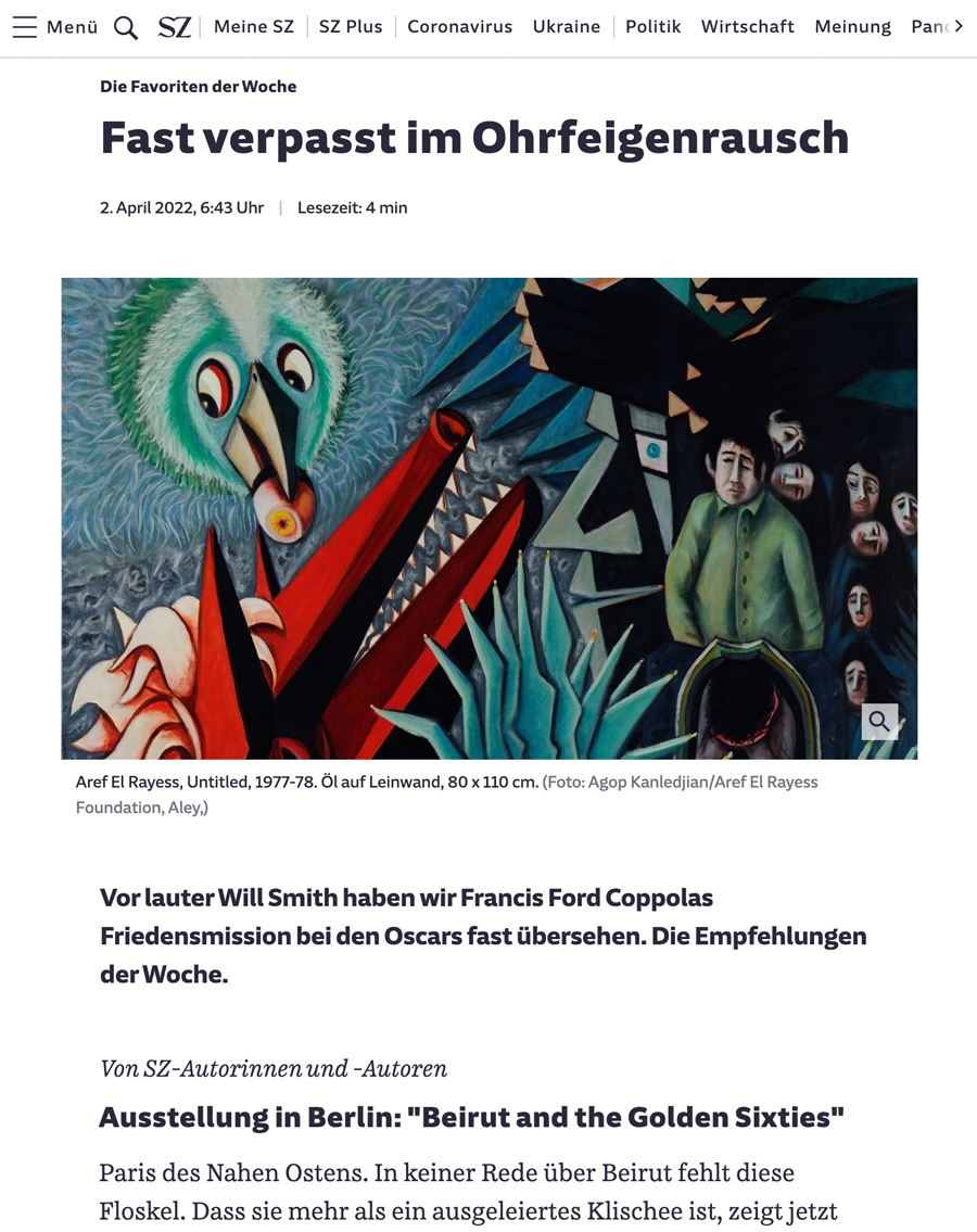 Ausstellung in Berlin: "Beirut and the Golden Sixties" | Review via Süddeutsche Zeitung, April 2nd, 2022