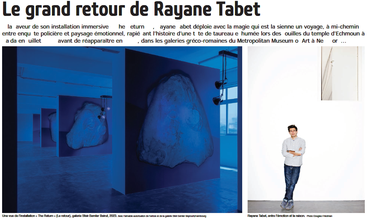 Rayyane Tabet "Le Grand Retour de Rayyane Tabet", — Gilles Khoury | via L'Orient-Le Jour, May 10, 2023