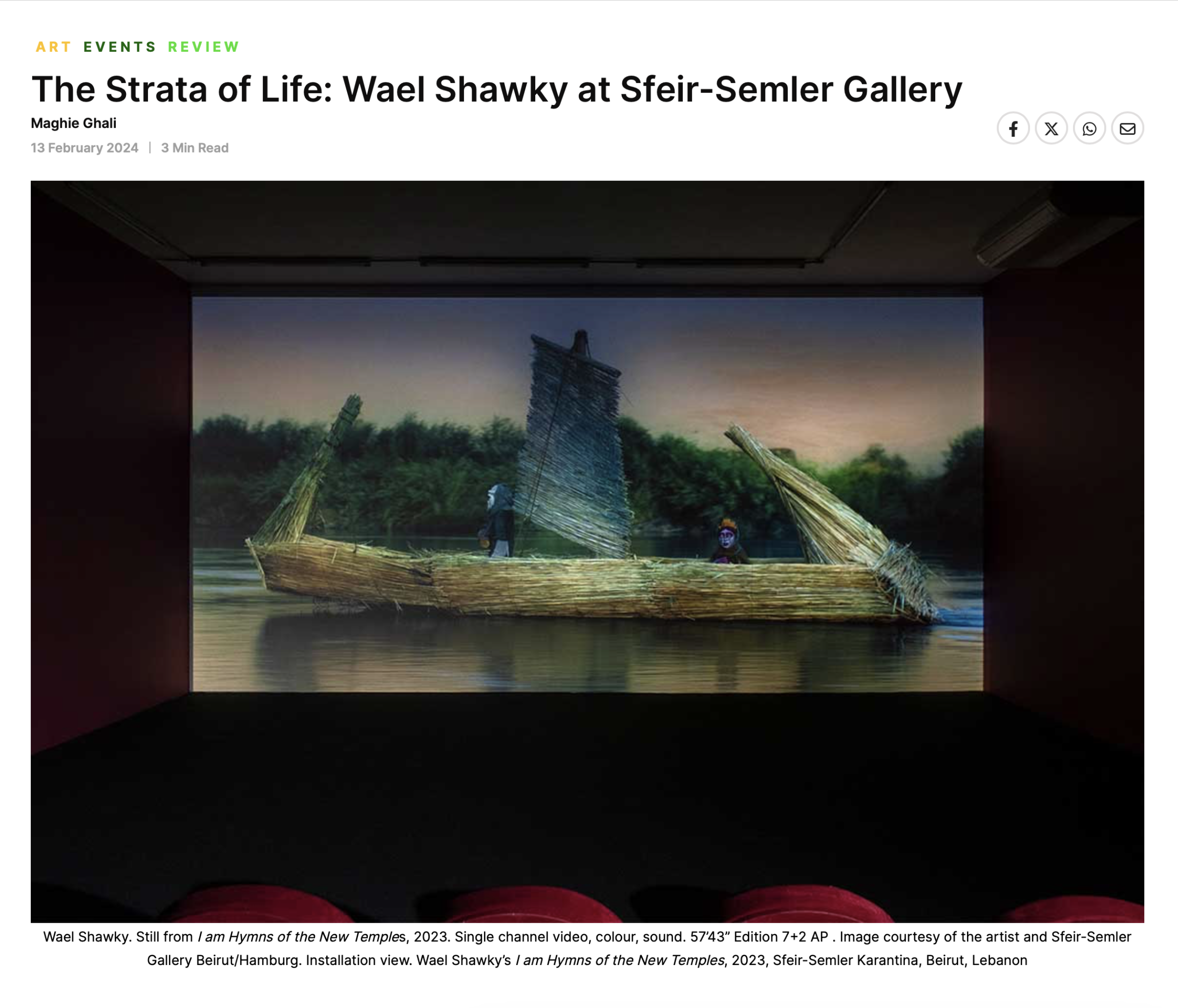 Wael Shawky « The Strata of Life: Wael Shawky at Sfeir-Semler Gallery » | via canvas, February 13, 2024