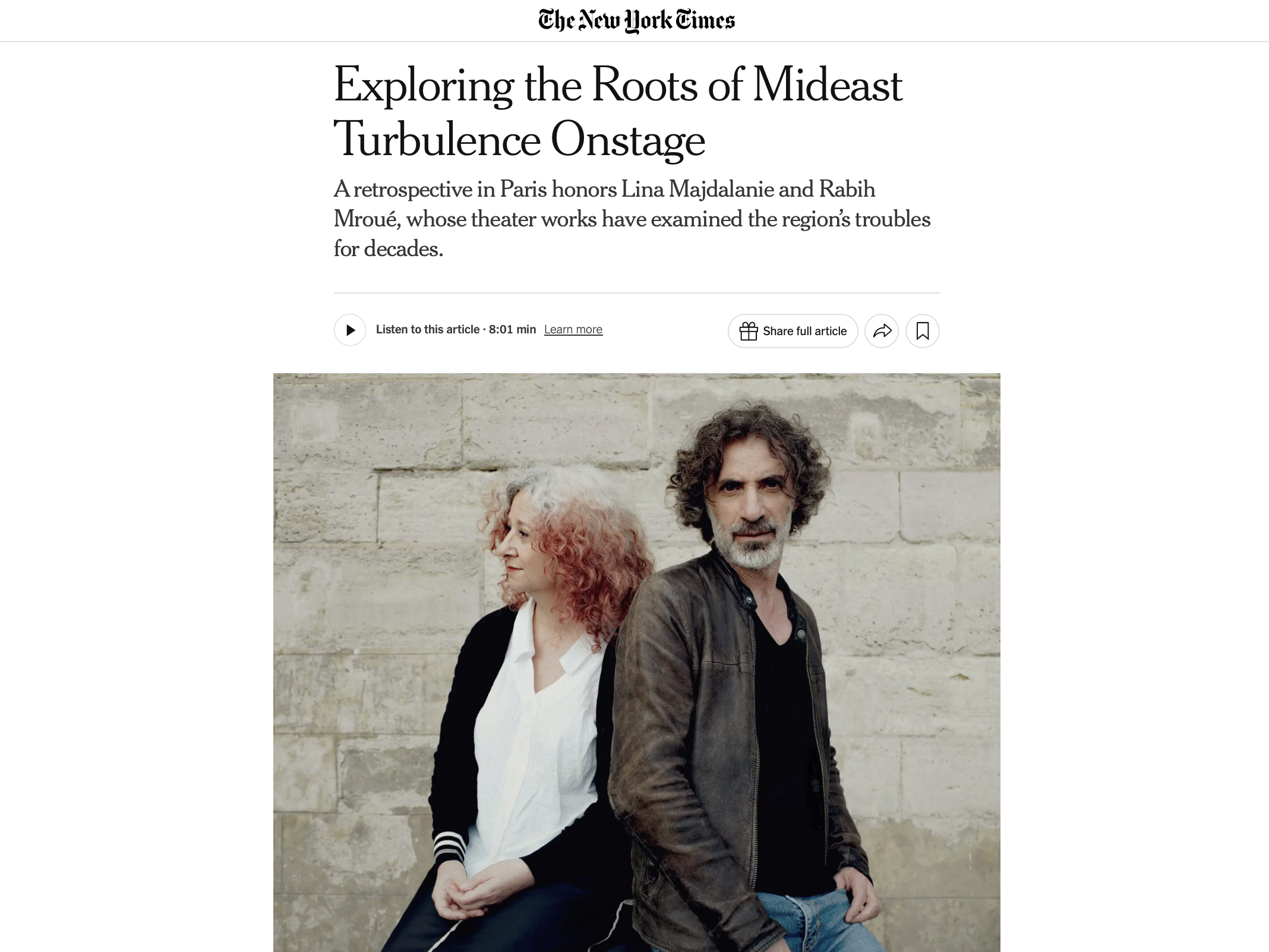 Rabih Mroué « Exploring the Roots of Mideast Turbulence Onstage » | via New York Times, September 25, 2024