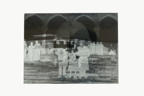 Un-Dividing History, 2017, 4 Pairs of glass plates, 18 x 24 cm each, 8 Cyanotype contact-prints, 18 x 24 cm each