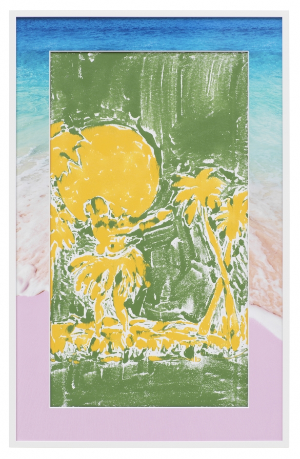 Christine Streuli, Abklatsch / Kennst Du das Land, wo die Zitronen blühen_05, 2017/18, Mixed Media on Paper, framed, 90 x 58 cm