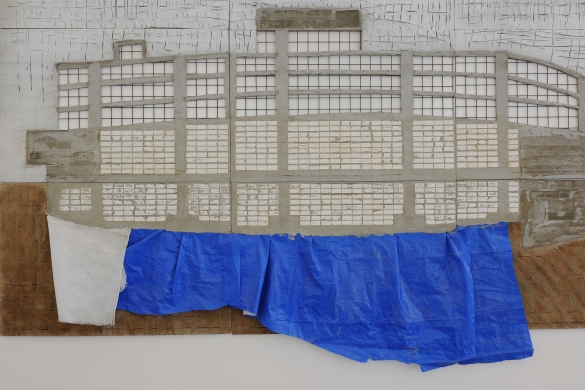 Marwan Rechmaoui, Blue Building, 2015, Concrete, plastic, paint, 240 x 360 x 0.5 cm, Unique, Detail