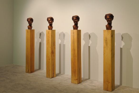 4 Muses, 2006 with Peter Coates, Bronze on oak plinth, 36 x 24 x 24 cm each on 20 x 20 x 140 cm plinth, Unique