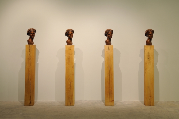 4 Muses, 2006 with Peter Coates, Bronze on oak plinth, 36 x 24 x 24 cm each on 20 x 20 x 140 cm plinth, Unique