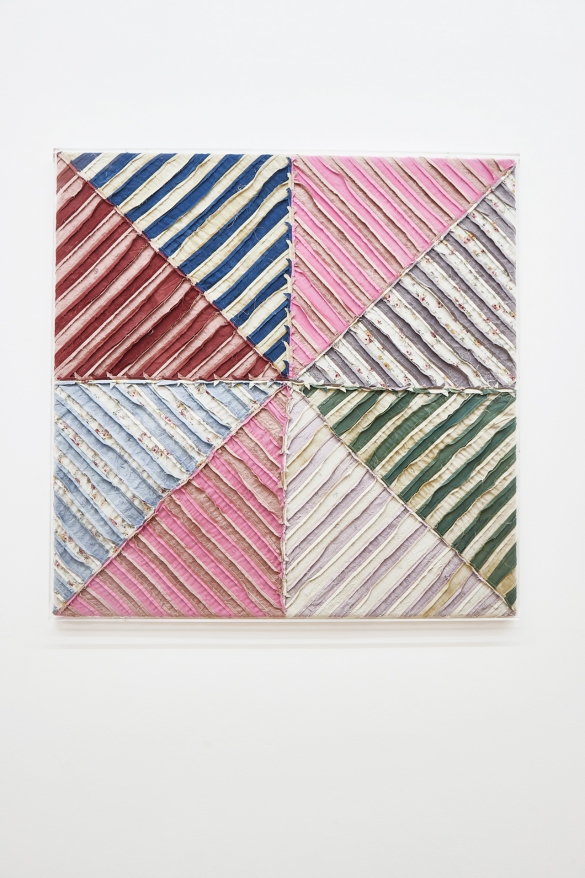 Untitled (After Stella Sidi Ifni II), 2020, cotton, silk on natural linen burlap, 98 x 98 x 3 cm