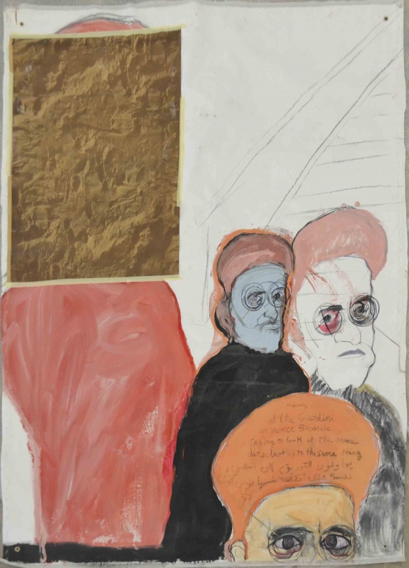 Reclining Man with Sculpture 1, 2008/ 2014, Mixed media on canvas, 210 x 158.5 cm