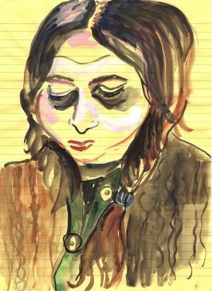 I strongly believe in our right to be frivolous #371, mixed media drawing on legal paper, 28.6 x 21 cm