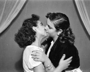 Hashem El Madani: Studio Practices, Bashasha (left) and friend, Studio Shehrazade, 1950s, silver prints, 29 x 19 cm