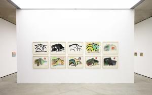 Etel Adnan. Writing Mountains, 2014, Exhibition view, Museum der Moderne Salzburg