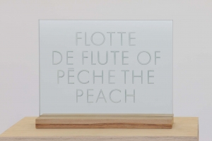 Flotte de Peche, 1990 (text from 1974), Engraved glass, wooden stand, 50.5 x 40 x 10 cm, stand 50.5 x 10 cm, Ed. 3
