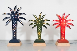 Blue Palm, Green Palm and Red Palm, 2016, installation view illuminated