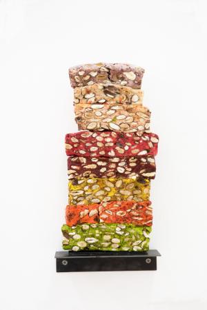 Untitled (Nougat Cross Section Flavor Sampler, fig.2), 2016, Moroccan sweets, vanished, 28.4 x 14.5 x 3.6 cm