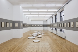 Rayyane Tabet, Rosettes, 2021, Single rosettes between 29 and 100cm diameter, Installation size variable, Exhibition view Sfeir-Semler Gallery Hamburg 2021