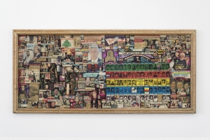 Aref El Rayess, Jidariyat Al-Istiqlal Wal Taef, 22-11-1992 (Mural of Independence and Taef), 1992, Collage on plywood, 90 x 212 cm