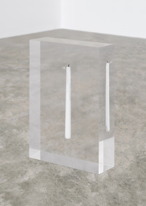 Tarik Kiswanson, Respite, 2020, Clear resin cast with candle, unique, 40 x 28 x 9 cm