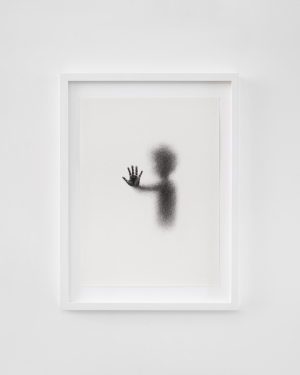 Tarik Kiswanson, The Window, 2021, charcoal drawing on paper, 50 x 37.6 x 3.4 cm