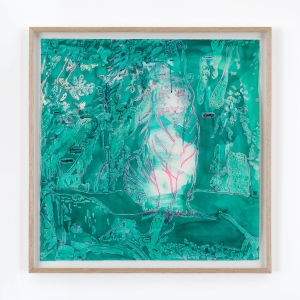 Ania Soliman, Terraform 7 (czarina-recreate, scepter-could), 2022, Colored pencil, encaustic, acrylic ink on paper, 70 x 70 cm