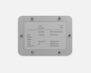 Sung Tieu, Numeric analysis, Form I-602, 2022, Laser engraved stainless steel plates, screws, Exhibition view MUDAM Luxembourg, 2022