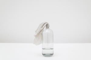 Molotov, 2024, Glass bottle and cloth, 28 × 4 cm