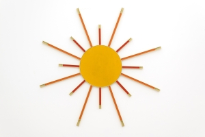 Sun, 2024, Beeswax, oil paint on iron and wood, ø 181 cm