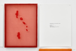 Let me mend your broken bones (Syria), 2024, Darning on medicinally dyed silk, 27 x 36 cm each
