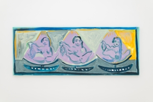 When Elissa's women emerged 6, 2025, Acrylic on canvas, 60 x 155 cm