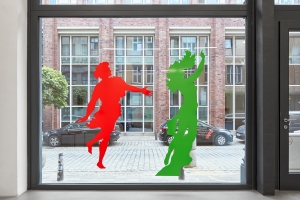 Ian Hamilton Finlay, Apollo & Daphne, 2025, Vinyl installation, dimensions variable