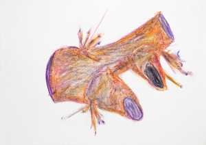 Khalil Rabah, Testimonies, 2025, oil pastel on paper, 40 × 60 cm
