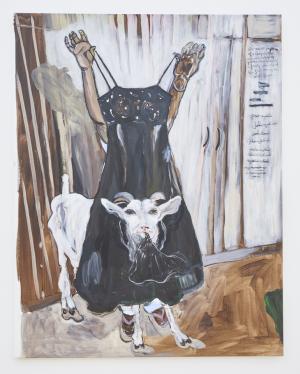 The goat & the eaten dress, 2016, Oil on canvas, 145 x 114 cm