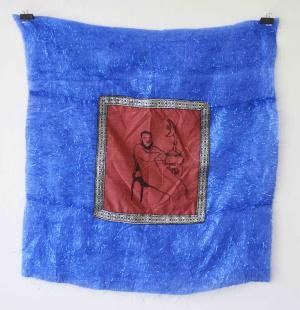 My speciality was to make a peasants' haircut, but they obliged me work till midnight often, 2015-2017, hand and machine stitched embroidery, 67 x 66 cm