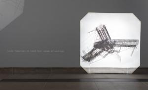 Saydnaya (ray traces), 2017, Installation: 6 inkjet prints on acetate sheets on overhead projectors, Variable dimensions, Ed. 3 + 2 AP, Installation view, Hammer Museum, LA, 2018