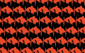 Begeading_ISIS, 2016, Wallpaper with motifs, 550 x 61 cm, Edition 7 + 3 AP