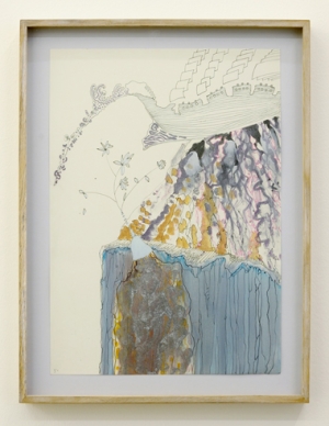 Cabaret Crusades, Drawing 66, 2010, Ink, pencil, and pigment on paper, 42 x 30 cm, framed
