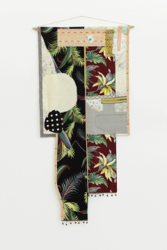 Majdoub Appliqué Flag #32 (Du ciel j'ai chuté), 2016, 94 x 205 cm